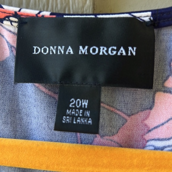 Donna Morgan Floral Faux Wrap Navy Dress. “Slinky” Knit. Waist Tie sz20W - Picture 4 of 10